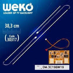 19 universal monitör e-led 54 ledli 38.3 cm 12v çift led+sürücü+kablo takim (wk-0140)