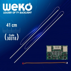 19 universal monitör e-led 60 ledli (wide) (2835) 410mm 12v çift led+sürücü+kablo takim (wk-0141)