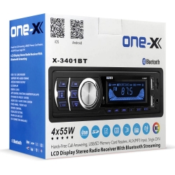 One-x x-3401bt oto teyp 4x55 watt bluetooth mobil aplikasyon 2xusb sd fm aux