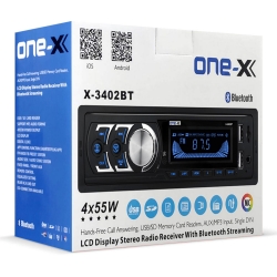 One-x x-3402bt oto teyp 4x55 watt bluetooth mobil aplikasyon 2xusb sd fm aux