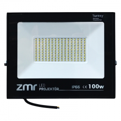 Zmr 100 watt - 220 volt 6500k ip66 150* işik açisi siyah slim kasa beyaz led projektör