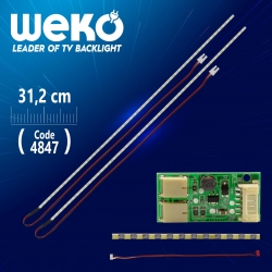 15 universal monitör e-led 48 ledli 31.2 cm (2835) 310mm 12v çift led+sürücü+kablo takim (wk-0138)