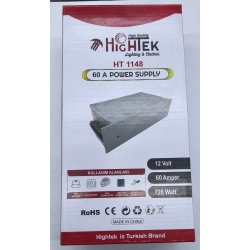 Hightek HT1148 12v 60a 720w metal kasa adaptör