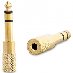 6.3 mm stereo erkek/3.5 mm stereo dişi metal gold jack fiş çevirici