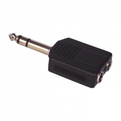 6.3 mm stereo erkek/6.3 mm stereo dişix2 çevirici jack