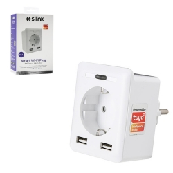 Akilli wifi priz 10a 2.4ghz 2xusb tuya destekli s-link sl-04