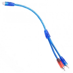 Anfi y rca kablo 1 dişi 2 erkek 25 cm silikon mavi kablo