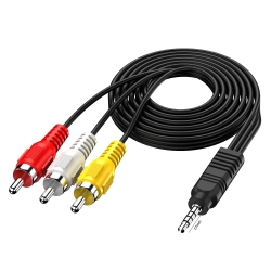 Av kablo 3 rca to aux 3.5mm 1.5 metre (tüplü tvye hd uydu bağlar)