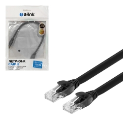 Cat6 patch network ethernet kablo utp siyah 30cm s-link sl-cat6030bk