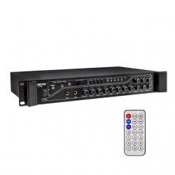 Dexun D-230 250 Watt 3 Zone İki Mikrofon Girişli Hat Trafolu Anfi  Usb-Bt 4/16-70-100V