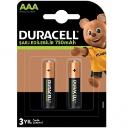 Duracell 750 Ma Şarjlı AAA İnce Kalem 2'Li Pil HR03/DC2400
