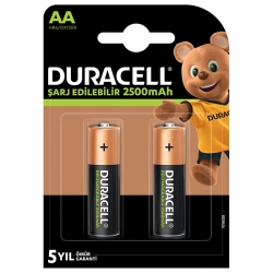 Duracell şarjli kalem 2500 mah aa 2li paket