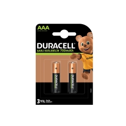 Duracell şarjlı pil aaa ince kalem 750 mah ni-mh 2li paket