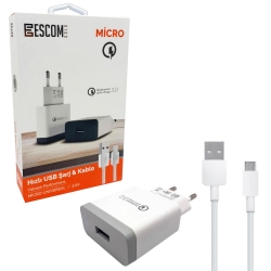 Escom gold esc-412 şarj aleti set micro 3.0a