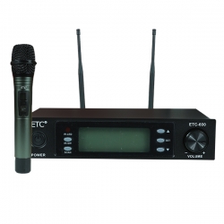 Etc-600 uhf 1 el çift tunerli kablosuz telsiz mikrofon