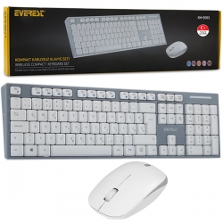 Everest km-6063 beyaz/gri kablosuz q multimedya klavye+mouse set