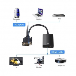 Fully g-537k vga to hdmi çevirici adaptör ses girişli