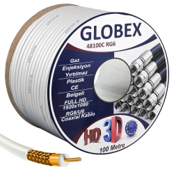Globex anten kablosu rg6 u4 48 tel bakır kaplama 100 metre