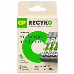 Gp recyko b441 4 x 2600 mah r6 aa pilli pil şarj cihazi (gp-b441/270hcer21-2gtlb4)