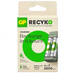 Gp recyko e221 2 x 2600 mah r6 aa pilli pil şarj cihazi (gp-e221/270ahcer21-2gtlb2)