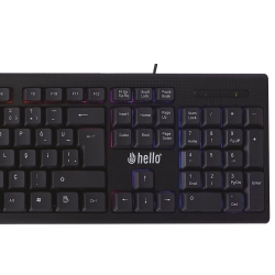 Hello hl-2573 işikli kablolu oyuncu klavye + mouse combo set