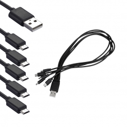 Hello hl-25826 çoklu micro-usb şarj kablosu 50 cm 5 in 1 (1 güç girişi - 5 güç çikişi)