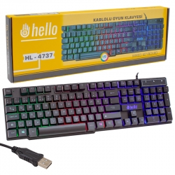 Hello hl-4737 usb kablolu aydinlatmali oyuncu gaming q klavye