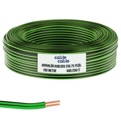 Hoparlör kablosu kordon 2x0.75 yeşil 100mt cablecable