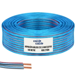 Hoparlör kablosu kordon 2x2.5 mavi şeffaf 100mt cablecable