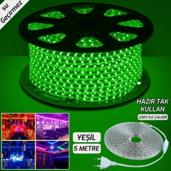 Hortum led yeşil diş mekan 3 çip 220v 5mt tak kullan