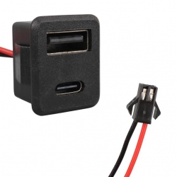 IC-266T-4 Pano Tip Kare Type-C + USB Şarj Soketi Bağlantı Modülü