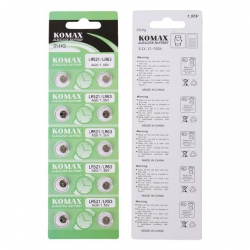 Komax AG-0 Alkalin LR521/379 Düğme Pil 10'Lu Paket