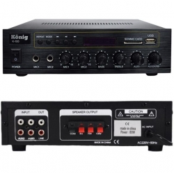 König K-100 USB-SD-Bluetooth Destekli 2 Mik. Giriş 8 Ohm 100/70V 80 Watt Trafolu Anfi