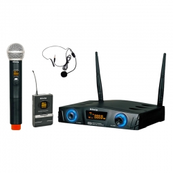 König k-312 16 kanal uhf digital çift kanal 1 el + 1 yaka kablosuz telsiz mikrofon