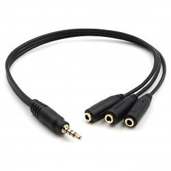 Kulaklik çoklayici 3.5 mm erkek x 1 / 3 stereo dişi x 3  - 30 cm y kablo