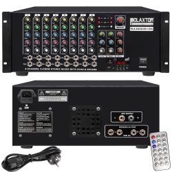 Küp mixer anfi 2x500w 8 kanal bölgeli bt/usb/sd/uk/fm/eko polaxtor plx-2400 8c-usb