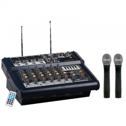 Lentus lnt-800m 2x400w usb-bt çift el kablosuz mikrofonlu power mixer
