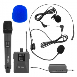 Magicvoice mv-1305ye uhf 1 el + 1 yaka + 1 kafa ekranli kablosuz telsiz mikrofon