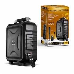 Magicvoice MV-2015 USB-SD-BT 1 El + 1 Yaka Mikrofonlu 300W Taşınabilir Şarjlı Hoparlör Anfi