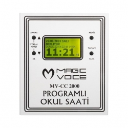 Magicvoice MV-CC2000 USB Duvar Tipi Programlı 20 Adet MP3 Formatı Zil / İstiklal Marşlı Akıllı Dijital Okul Saati (Çan Takılabilir)