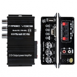 Magicvoice YW-406L 12 Volt 100 Watt Motosiklet Bluetooth Amfi USB/SD 2 Kanal Pazarcı - Anfi (154X80x42mm)