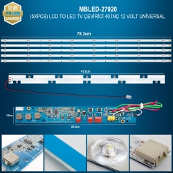 Mbled (5xpcb) lcd to led tv çevirici 40 inç 12 volt universal