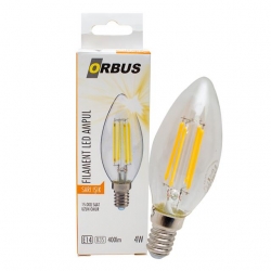 Orbus ORB-BC3 C37 4 Watt E14 400 Lümen Sarı Filament Led Ampul