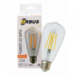 Orbus orb-stc6w filament bulb st64 e27 6 watt 600 lümen sari led ampül