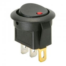 Pano tip yuvarlak işikli anahtar on-off 12volt kirmizi (ic-132e)