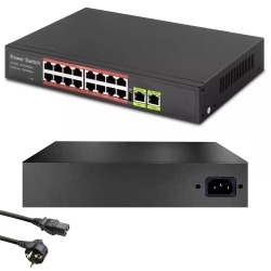 Poe switch 16 port+2 uplink 10/100/1000 mbps hadron hd-16