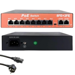Poe switch 8 port+2 uplink megabit 10/100 mbps infinity inf-10110p