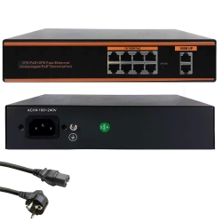 Poe switch 8 port+2 uplink megabit 10/100 mbps proxsen ps-p08m2um