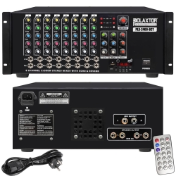 Polaxtor plx-2400 8ct küp mixer anfi 1000 watt 8 kanal trafolu bluetooth usb sd fm