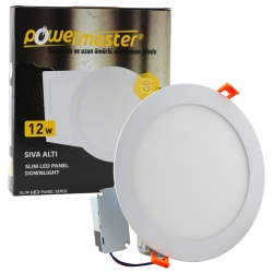 Powermaster 12 watt 3000k 160 mm siva alti günişiği yuvarlak slim led-eco spot panel